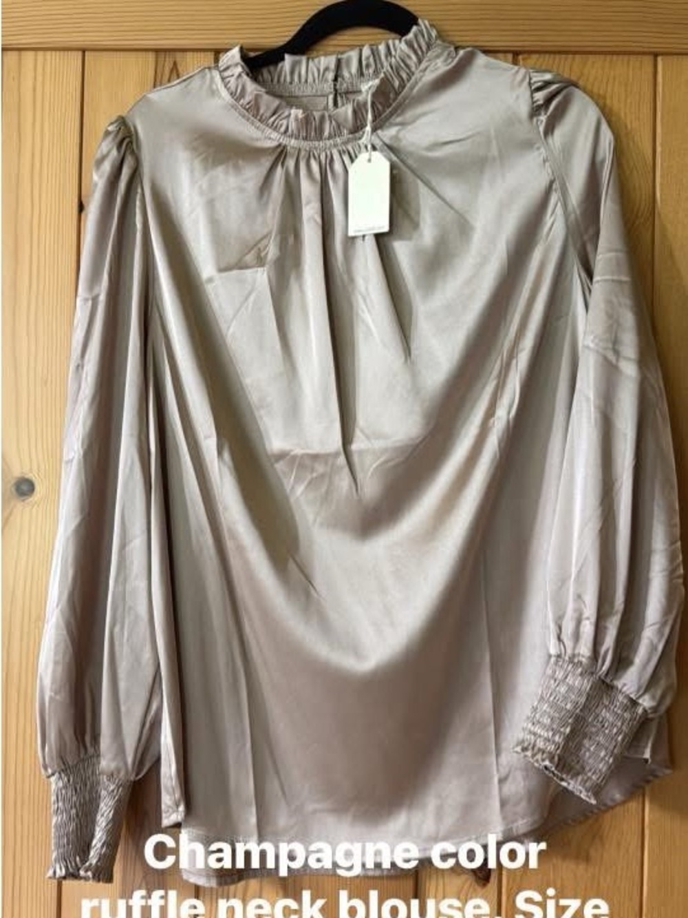 Champagne Ruffle Neck Blouse - Women